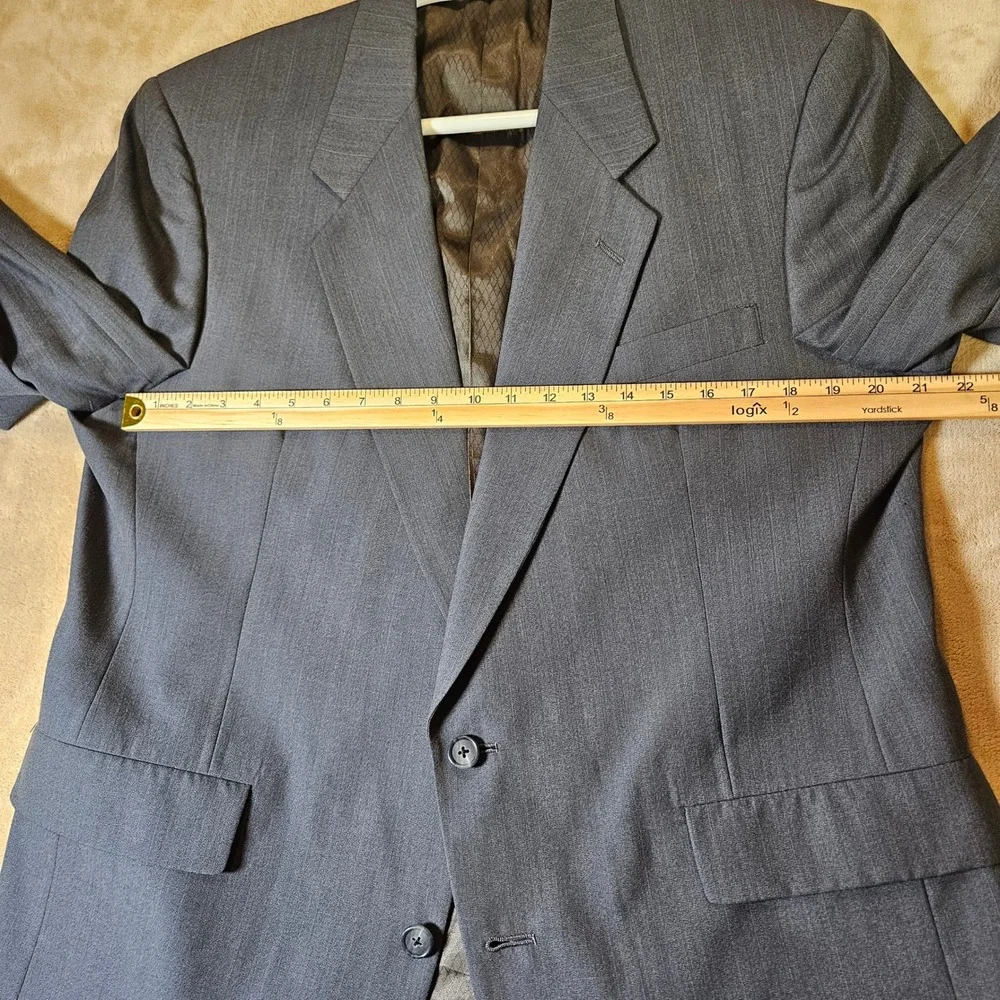 Hart Schaffner Marx Viracle Blue Gray Wool Suit Jacket Blazer Mens 46R Dillard's
